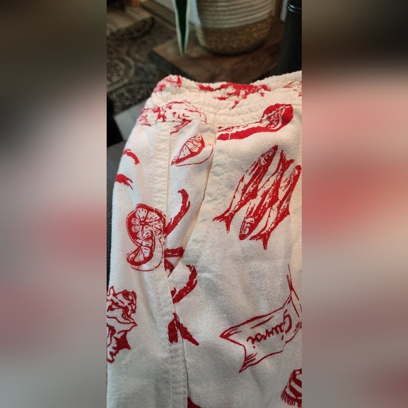 April Kiss linen blend wide-leg with Fun Graphic Print Pants - Picture 2 of 7